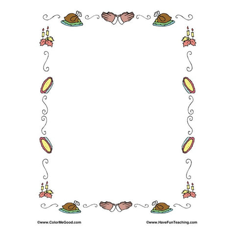 Thanksgiving Theme Border Paper 06 Worksheet