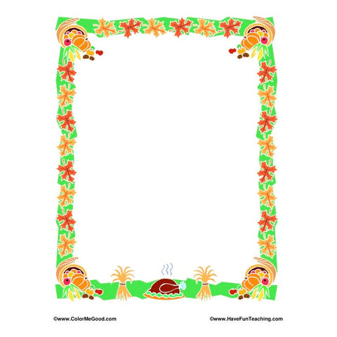 Thanksgiving Theme Border Paper 08 Worksheet