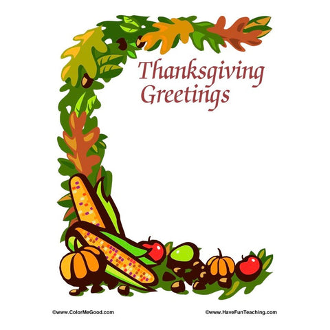 Thanksgiving Theme Border Paper 09 Worksheet