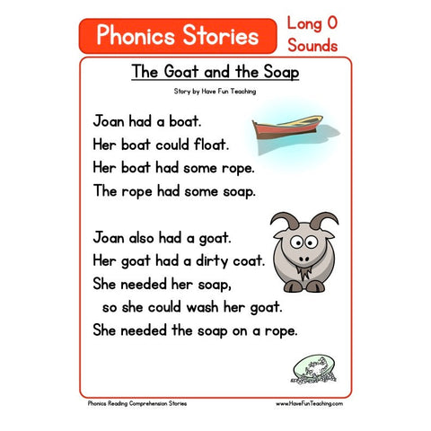 The Goat and the Soap Phonics Reading Comprehension Story Long Vowel O Sound