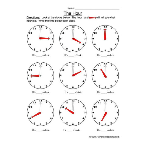 The Hour Worksheet