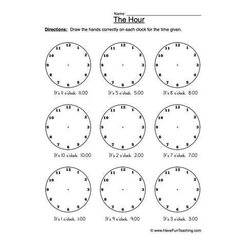 The Hour Worksheet 2