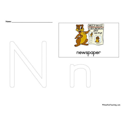 The Letter N Worksheet