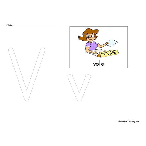The Letter V Worksheet