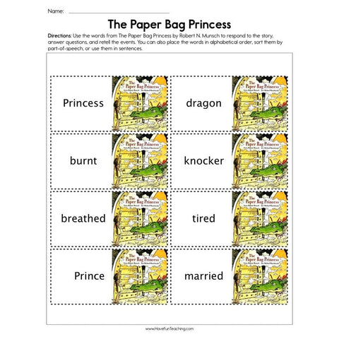 The Paper Bag Princess Worksheet