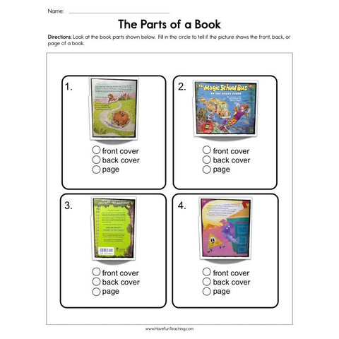 The Parts of a Book Worksheet