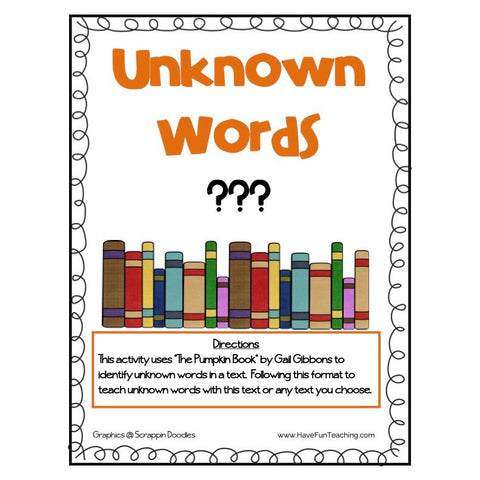 The Pumpkin Book Unknown Words Game