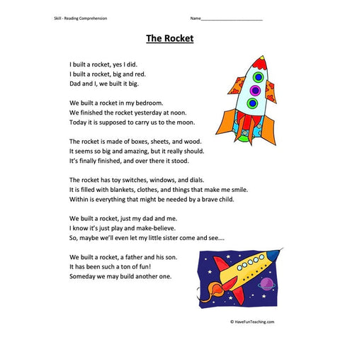 The Rocket Reading Comprehension Worksheet