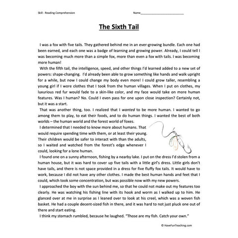The Sixth Tail Reading Comprehension Worksheet
