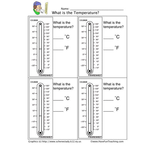 Thermometer Worksheet