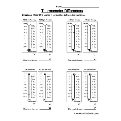 Thermometer Worksheet 2