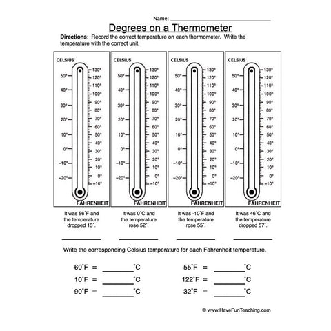 Thermometer Worksheet 4
