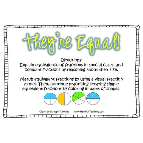 Theyre Equal Equivalent Fractions Game