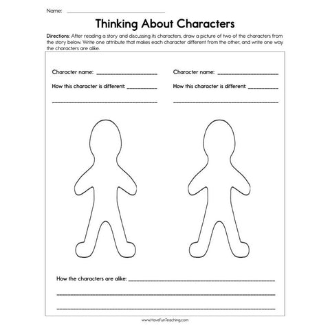 Thinking About Characters Worksheet
