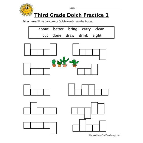 Third Dolch Worksheet
