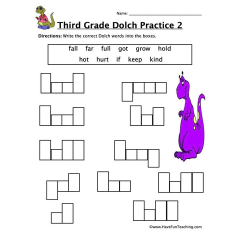 Third Dolch Worksheet 4