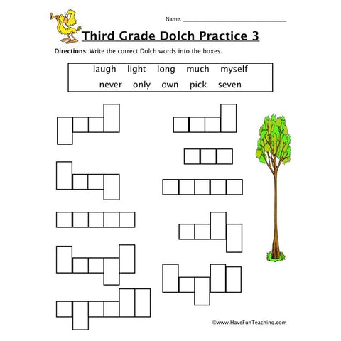 Third Dolch Worksheet 5