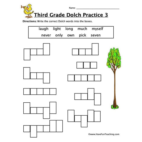 Third Dolch Worksheet 6