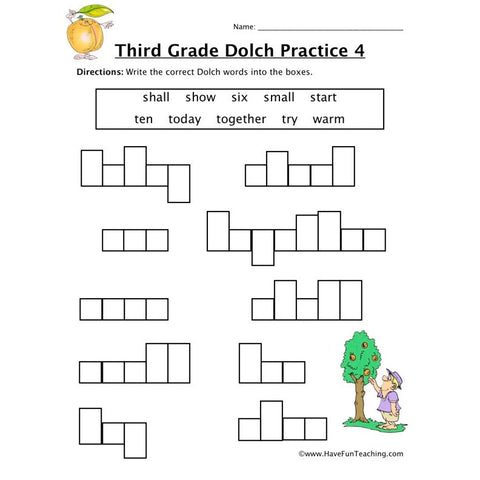 Third Dolch Worksheet 7
