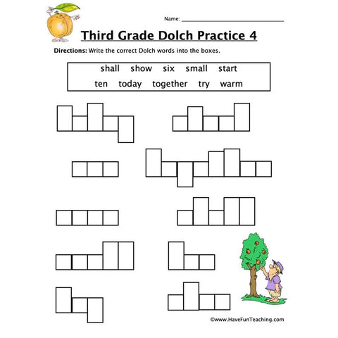 Third Dolch Worksheet 8