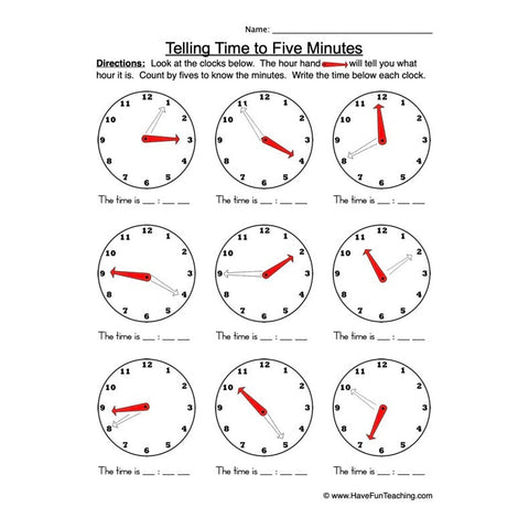 Time Five Worksheet 2