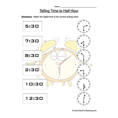 Time Half Worksheet 2
