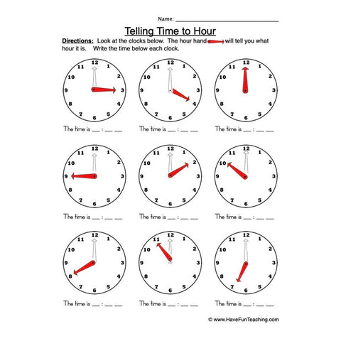 Time Hour Worksheet