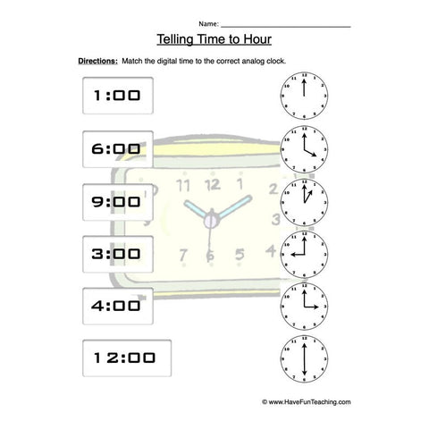 Time Hour Worksheet 2