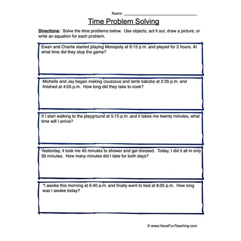 Time Problem Solving Worksheet 2