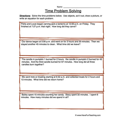 Time Problem Solving Worksheet 3