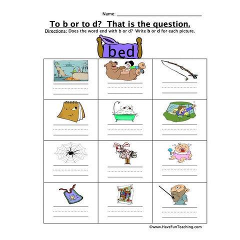 To B or to D Worksheet 3