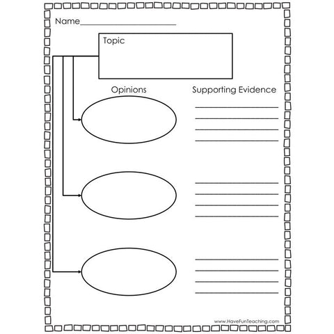 Topic Opinion and Supporting Evidence Graphic Organizer