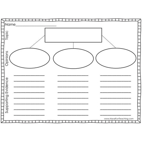 Topic Opinion and Supporting Evidence Mind Map Worksheet