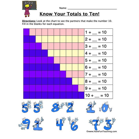 Totals to Ten Worksheet