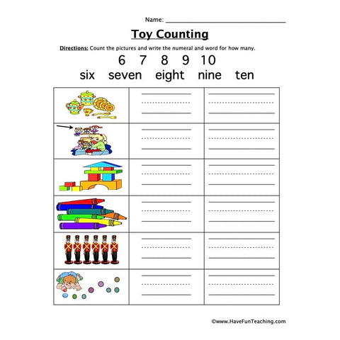 Toy Counting Worksheet
