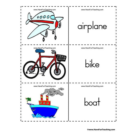 Transportation Flash Cards