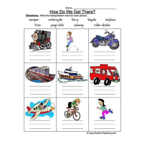 Transportation Names Worksheet 2