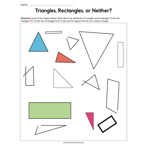 Triangles Rectangles or Neither Worksheet