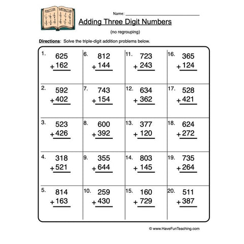 Triple Digit Addition Worksheet 2