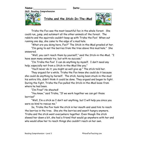 Trisha and the Stick in the Mud Worksheet