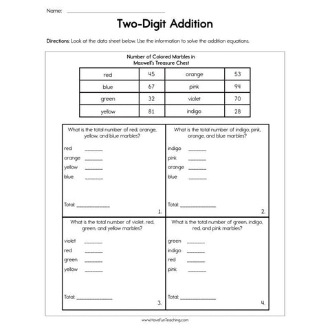 Two Digit Addition Worksheet