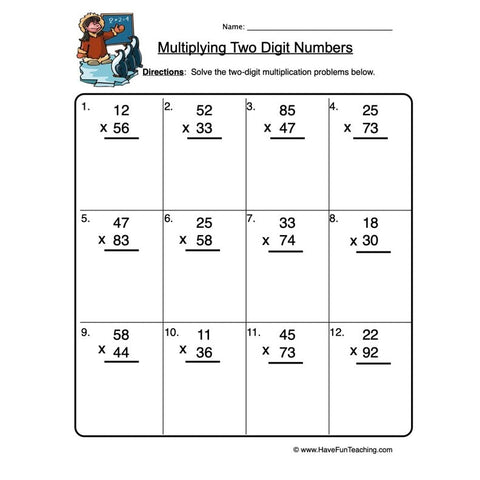 Two Digit Multiplication Worksheet