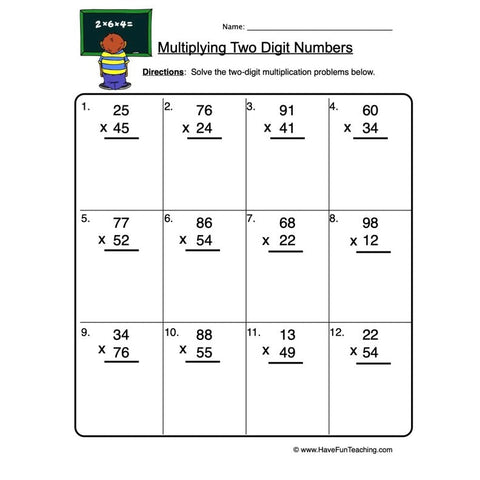 Two Digit Multiplication Worksheet 2