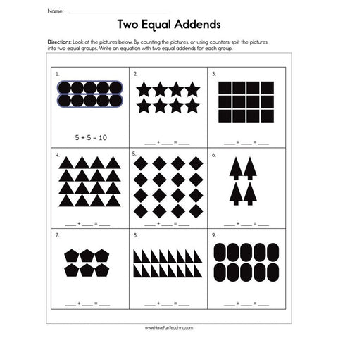 Two Equal Addends Worksheet