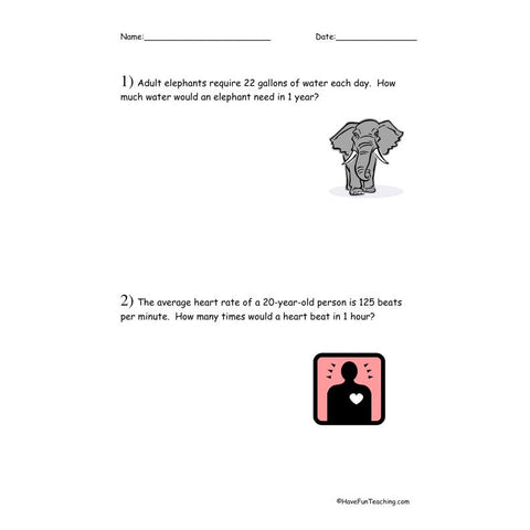 Two Three Digit Multiplication Worksheet