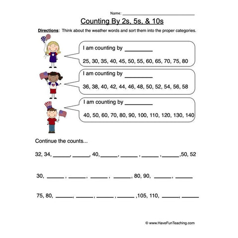 Twos Fives and Tens Worksheet