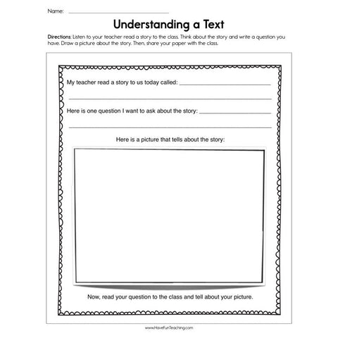 Understanding a Text Worksheet