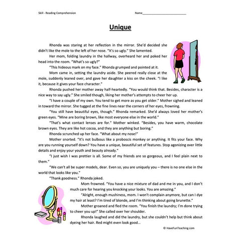 Unique Reading Comprehension Worksheet