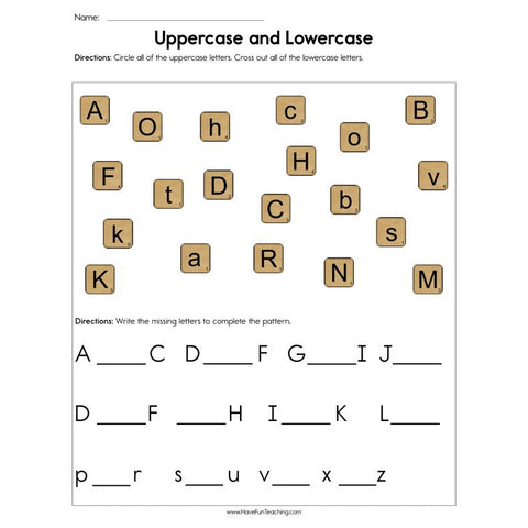 Uppercase and Lowercase Worksheet