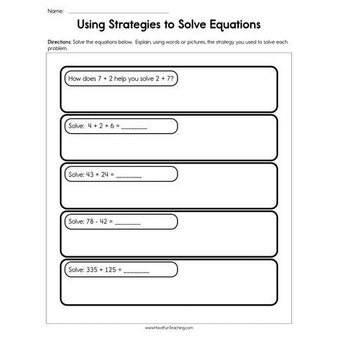 Using Strategies to Solve Equations Worksheet